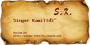 Singer Kamilló névjegykártya
